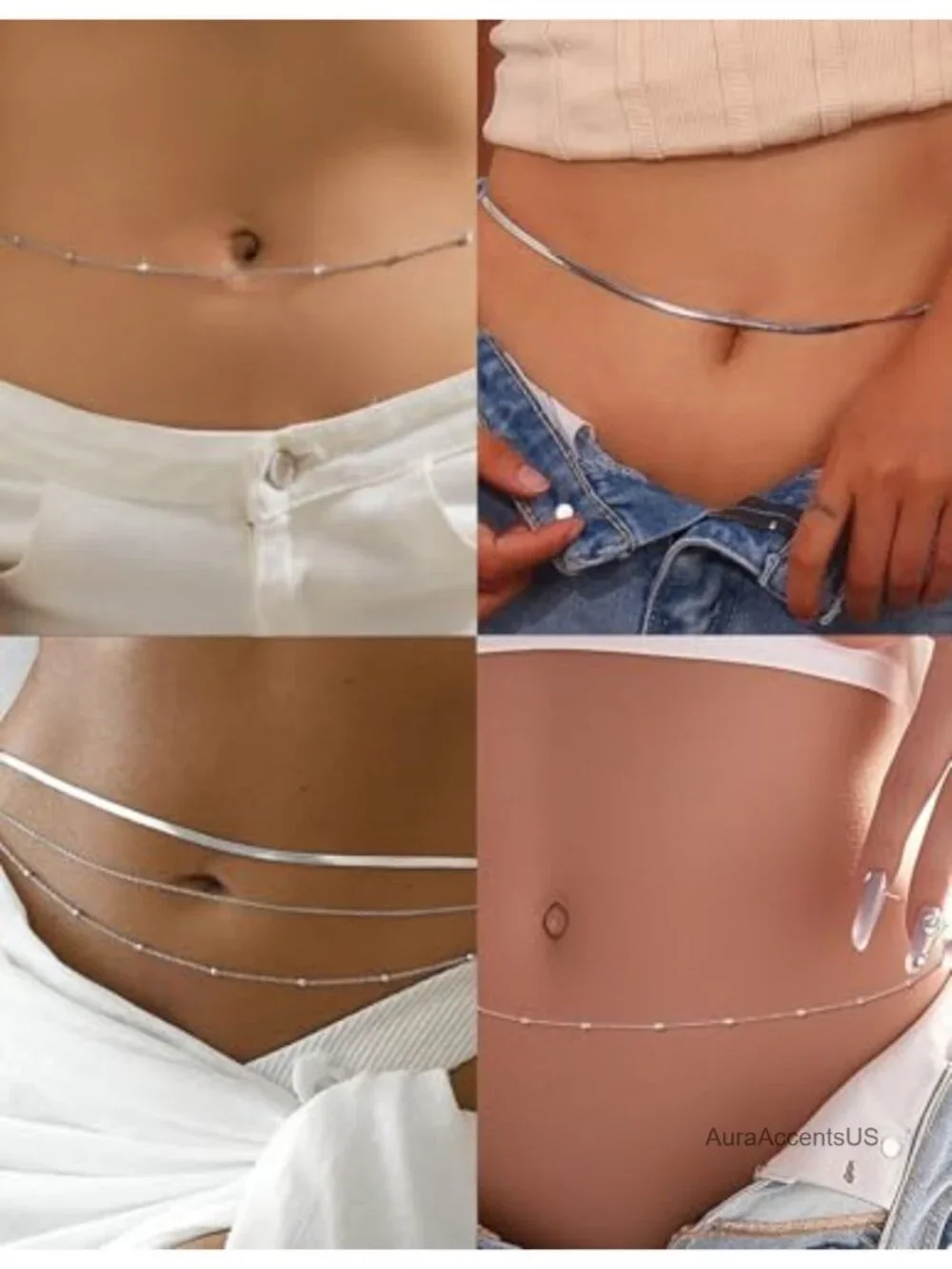 8Pcs Waist Chain Set 18K Gold Plated Belly Chain Layered Body Chain Jewelry for